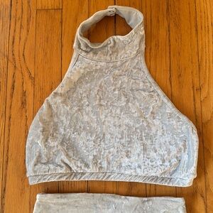 Dragonfly Polewear Silver Crushed Velvet Set S halter top